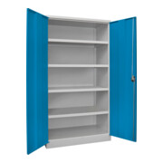 Pavoy Schwerlastschrank 1950x1040x630, 4 Fachböden a 120 kg Traglast, RAL 7035/5012