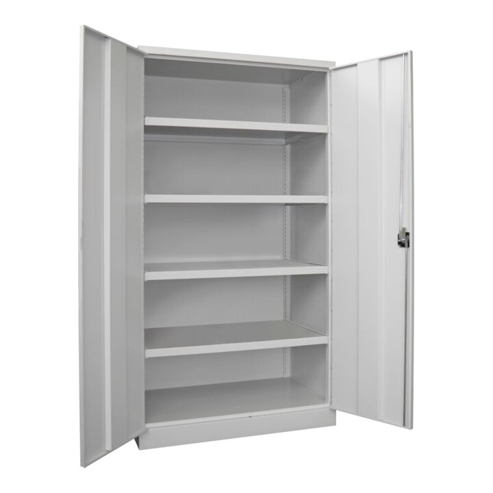 Pavoy Schwerlastschrank 1950x1040x630, 4 Fachböden a 120 kg Traglast, RAL 7035