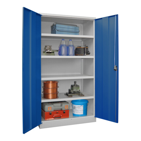 Pavoy Schwerlastschrank 1950x1040x630, 4 Fachböden a 200 kg Traglast, RAL 7035/5010