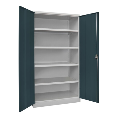 Pavoy Schwerlastschrank 1950x1040x630, 4 Fachböden a 200 kg Traglast, RAL 7035/7016