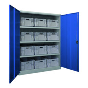 Pavoy Schwerlastschrank 1950x1470x630 Großraum, 4 Fachböden a 120 kg, RAL 7035/5010-4