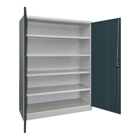 Pavoy Schwerlastschrank 1950x1470x630 Großraum, 4 Fachböden a 120 kg, RAL 7035/7016
