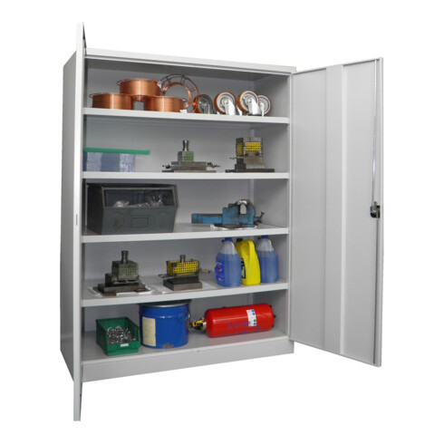 Pavoy Schwerlastschrank 1950x1470x630 Großraum, 4 Fachböden a 120 kg, RAL 7035