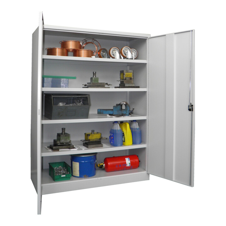 Pavoy Schwerlastschrank 1950x1470x630 Großraum, 4 Fachböden a 120 kg, RAL 7035