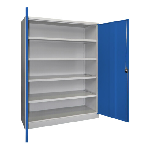 Pavoy Schwerlastschrank 1950x1470x630 Großraum, 4 Fachböden a 200 kg, RAL 7035/5010