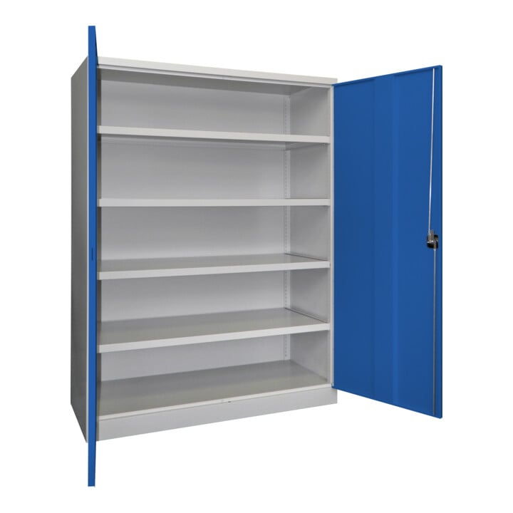 Pavoy Schwerlastschrank 1950x1470x630 Großraum, 4 Fachböden a 200 kg, RAL 7035/5010