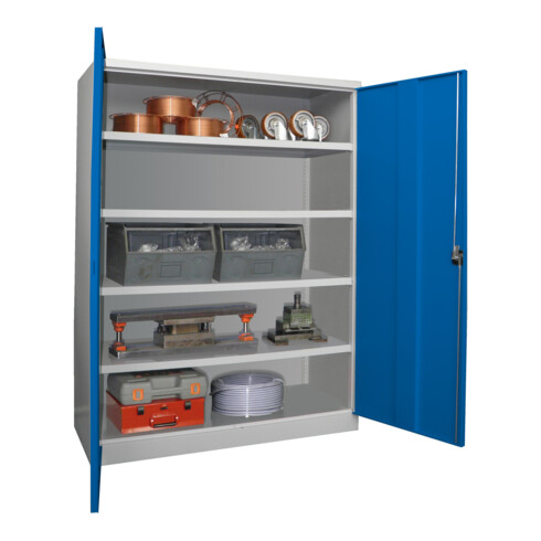 Pavoy Schwerlastschrank 1950x1470x630 Großraum, 4 Fachböden a 200 kg, RAL 7035/5010