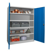 Pavoy Schwerlastschrank 1950x1470x630 Großraum, 4 Fachböden a 200 kg, RAL 7035/5010-4