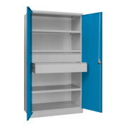 Pavoy Schwerlastschrank, 3 Fachböden a 200 kg, 2 Schubladen, RAL 7035/5012-4