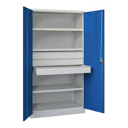 Pavoy Schwerlastschrank, 3 Fachböden a 200 kg, 3 Schubladen a 125 mm, Ral 7035/5010-2