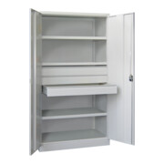 Pavoy Schwerlastschrank, 3 Fachböden a 200 kg, 3 Schubladen a 125 mm, Ral 7035-4
