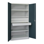 Pavoy Schwerlastschrank, 3 Fachböden a 200 kg, 3 Schubladen a 125 mm, Ral 7035/7016-3