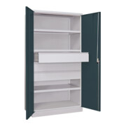 Pavoy Schwerlastschrank, 3 Fachböden a 200 kg, 3 Schubladen a 175 mm, Ral 7035/7016-3
