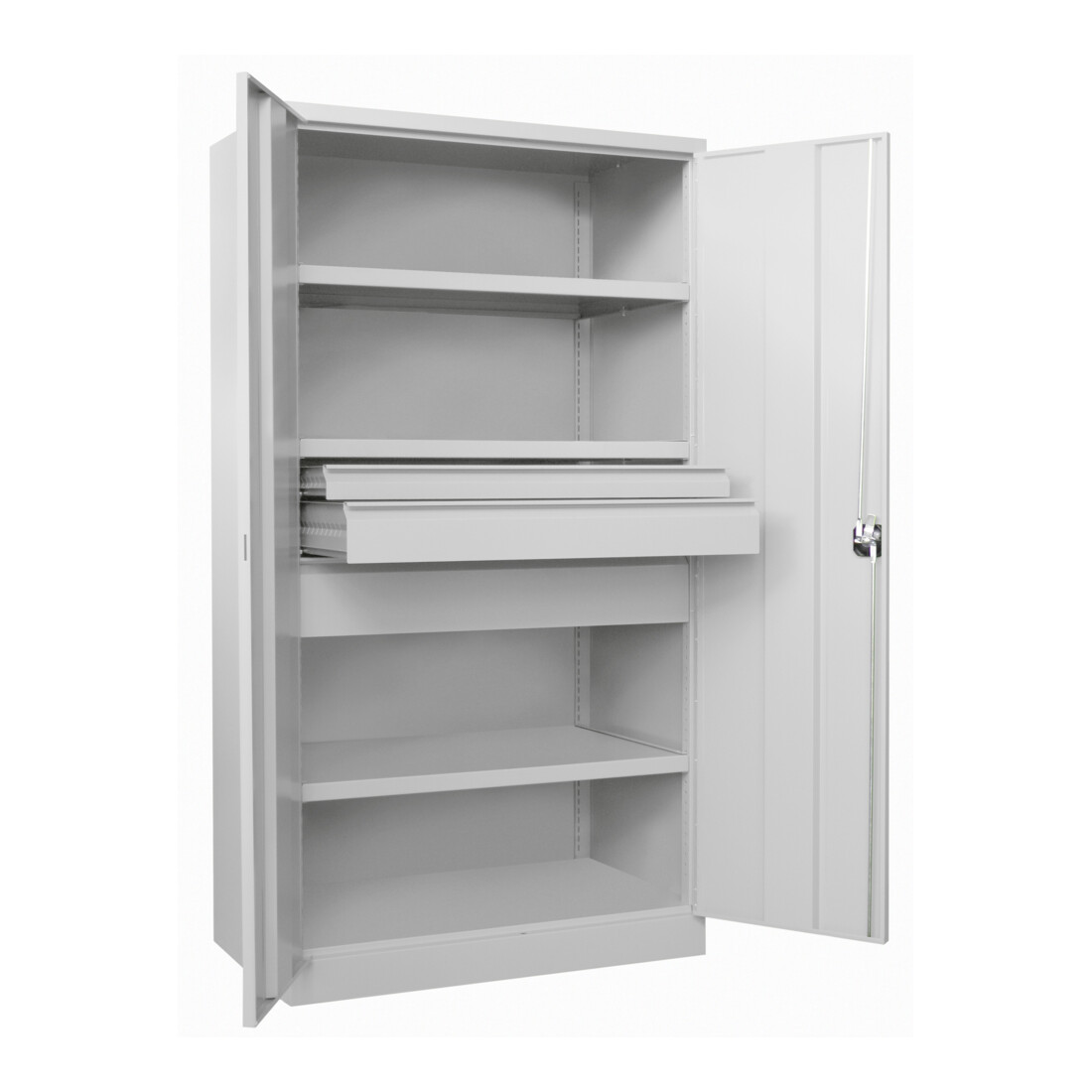 Pavoy Schwerlastschrank, 3 Fachböden a 200 kg, 3 Schubladen, RAL 7035