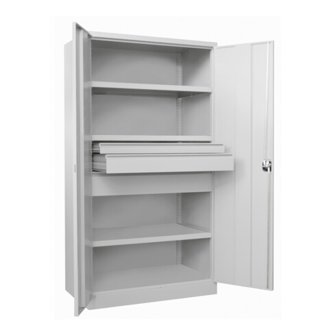 Pavoy Schwerlastschrank, 3 Fachböden a 200 kg, 3 Schubladen, RAL 7035