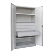 Pavoy Schwerlastschrank, 3 Fachböden a 200 kg, 4 Schubladen, Ral 7035-2