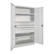 Pavoy Schwerlastschrank, 3 Fachböden a 200 kg, 5 Schubladen, RAL 7035-2