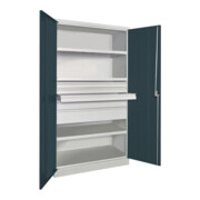 Pavoy Schwerlastschrank, 3 Fachböden a 200 kg, 5 Schubladen, RAL 7035/7016-4