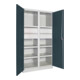 Pavoy Schwerlastschrank, Trennwand, 6 Fachböden a 120 kg, 4 Schubladen, RAL 7035/7016-4