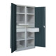 Pavoy Schwerlastschrank, Trennwand, 6 Fachböden a 120 kg, 6 Schubladen, RAL 7035/7016-3