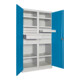 Pavoy Schwerlastschrank, Trennwand, 6 Fachböden a 200 kg, 10 Schubladen, RAL 7035/5012-4