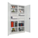 Pavoy Schwerlastschrank, Trennwand, 6 Fachböden a 200 kg, 10 Schubladen, RAL 7035-5