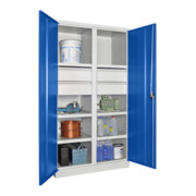 Pavoy Schwerlastschrank, Trennwand, 6 Fachböden a 200 kg, 4 Schubladen, RAL 7035/5010-4