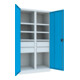 Pavoy Schwerlastschrank, Trennwand, 6 Fachböden a 200 kg, 4 Schubladen, RAL 7035/5012-4