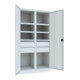 Pavoy Schwerlastschrank, Trennwand, 6 Fachböden a 200 kg, 4 Schubladen, RAL 7035-4