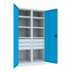 Pavoy Schwerlastschrank, Trennwand, 6 Fachböden a 200 kg, 6 Schubladen, RAL 7035/5012-4