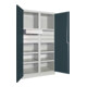 Pavoy Schwerlastschrank, Trennwand, 6 Fachböden a 200 kg, 6 Schubladen, RAL 7035/7016-3