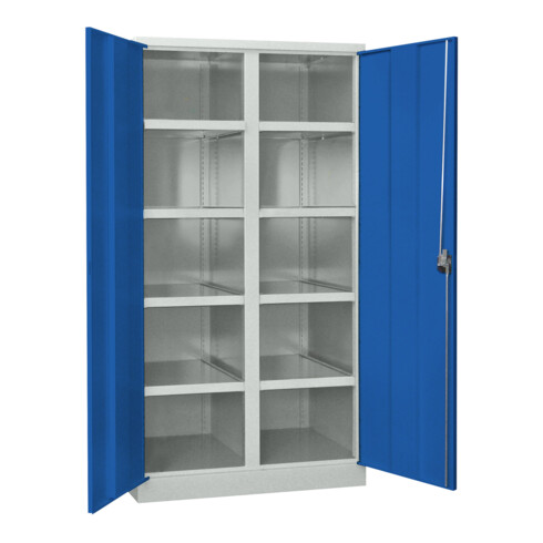 Pavoy Schwerlastschrank, Trennwand, 8 Fachböden a 200 kg Traglast, RAL 7035/5010