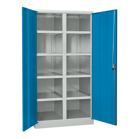 Pavoy Schwerlastschrank, Trennwand, 8 Fachböden a 200 kg Traglast, RAL 7035/5012