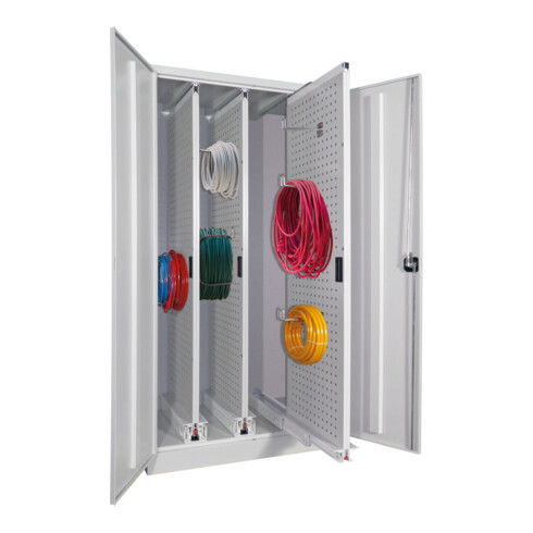 Pavoy Stahl-Vertikalauszugsschrank, 1950x1000x600, 3 Auszüge, RAL 7035