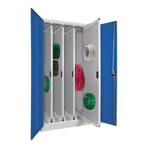 Pavoy Stahl-Vertikalauszugsschrank, 1950x1000x600, 4 Auszüge, RAL 7035/5010