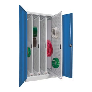Pavoy Stahl-Vertikalauszugsschrank, 1950x1000x600, 4 Auszüge, RAL 7035/5012