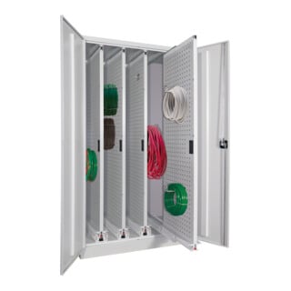 Pavoy Stahl-Vertikalauszugsschrank, 1950x1000x600, 4 Auszüge, RAL 7035