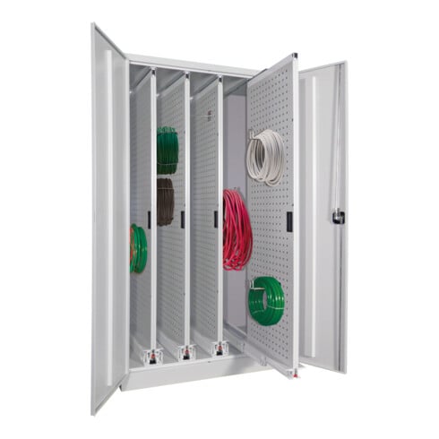 Pavoy Stahl-Vertikalauszugsschrank, 1950x1000x600, 4 Auszüge, RAL 7035