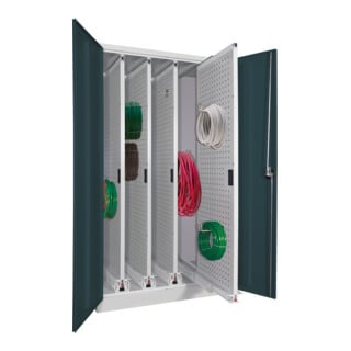 Pavoy Stahl-Vertikalauszugsschrank, 1950x1000x600, 4 Auszüge, RAL 7035/7016