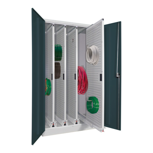 Pavoy Stahl-Vertikalauszugsschrank, 1950x1000x600, 4 Auszüge, RAL 7035/7016