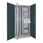 Pavoy Vertikalauszugsschrank, Trennwand, 2 Auszüge, 3 FB, 2 Schubladen, RAL 7035/7016