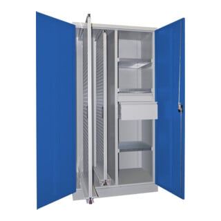 Pavoy Vertikalauszugsschrank, Trennwand, 2 Auszüge, 3 FB, 2 Schubladen, RAL7035/5010