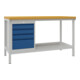 Pavoy Werkbank, 1500x700x900 mm, 1 Schubladenblock, 1 Boden, RAL 7035/5010
