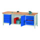 Pavoy Werkbank, 2000x700x900 mm, 2 Schubladenblöcke, 1 Schrank, RAL 7035/5010-1