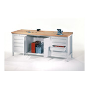Pavoy Werkbank, 2000x700x900 mm, 2 Schubladenblöcke, 1 Schrank, RAL 7035-4