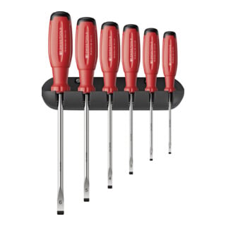 PB Swiss Schraubendreher-Satz 6-teilig Schlitz SwissGrip EVO im Wandhalter