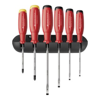 PB Swiss Set de tournevis 6 pièces f. fente PH SwissGrip EVO support mural