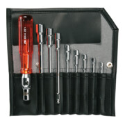 PB Swiss Tools Assortiment de clésà douilles, 9 pièces, avec poignée rabattable, enétui, Nombre de pièces: 9