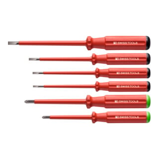 PB Swiss Tools Elektriker-Schraubendreher-Sortiment, vollisoliert, Schlitz und Pozidriv, 6-teilig