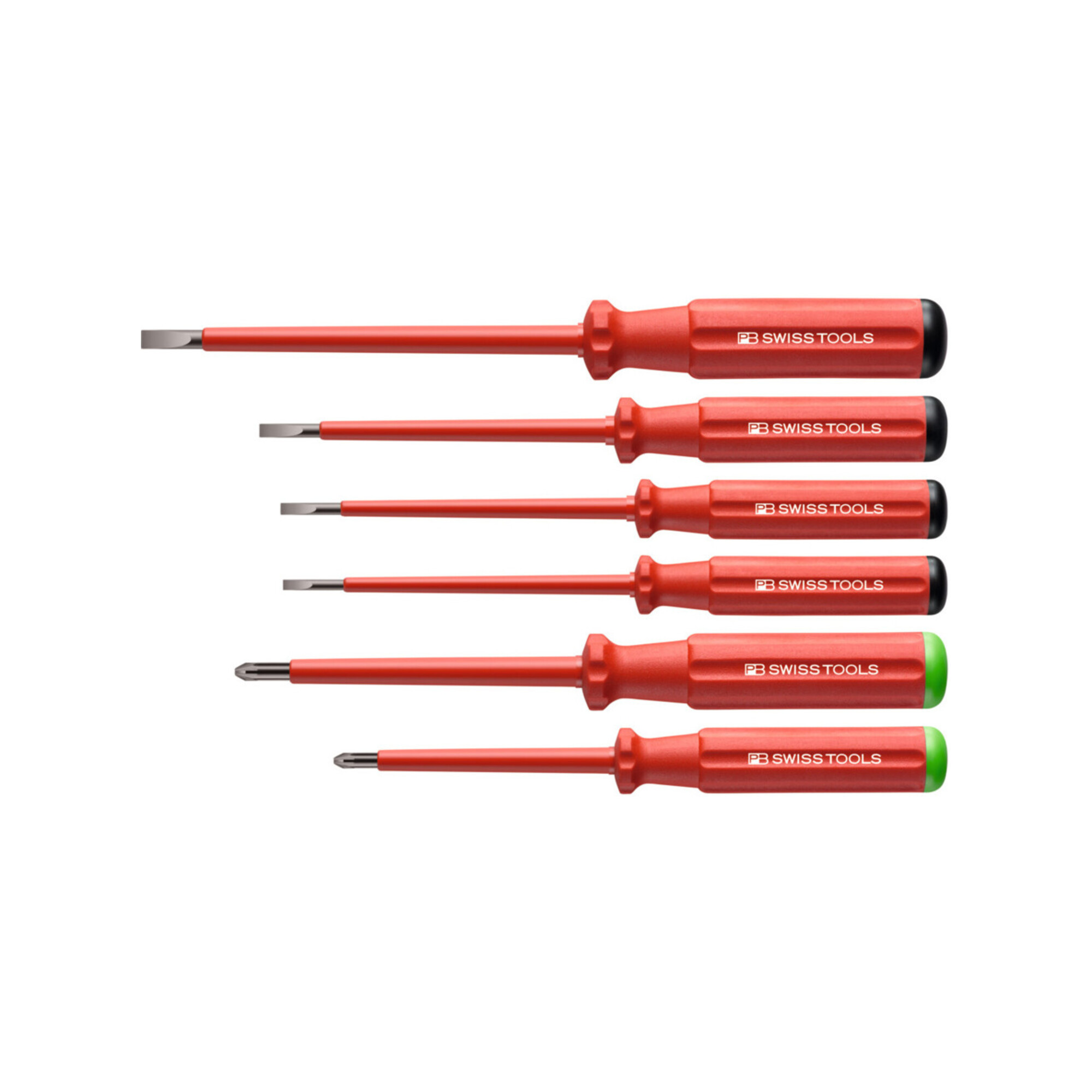 PB Swiss Tools Elektriker-Schraubendreher-Sortiment, vollisoliert, Schlitz und Pozidriv, 6-teilig, 5543.